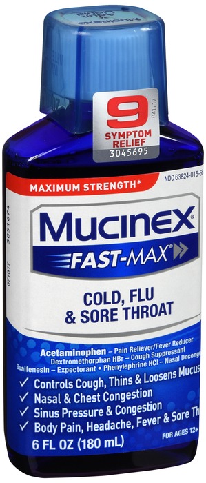 Mucinex Fast Max Cold, Flu, & Sore Throat Liquid 6oz