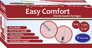EasyComfort Insulin Syringe 31g 1/2cc 5/16in...
