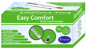 Easy Comfort Insulin Syringe 32g 1cc 5/16in...