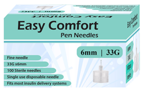 Easy Comfort Insulin Pen Needle 33g 6mm