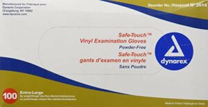 Dynarex Safe Touch Vinyl P/F Latex Free XLG Gloves 100/Box