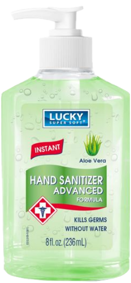 Lucky Hand Sanitizer 8oz Pump Aloe 70%