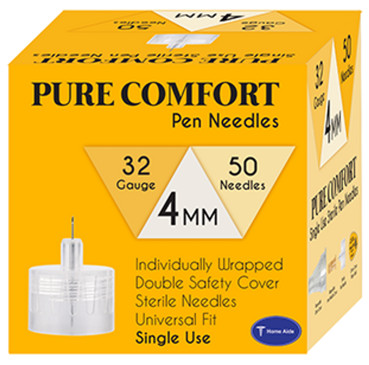 Homeaide Pure Comfort Pen Needles 32G 4mm 50ct - Sterling Distributors